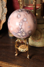 Load image into Gallery viewer, Soft Pink & Blue Flower Agate x Pink Amethyst Sphere with Druzy