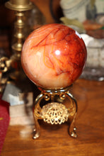 Load image into Gallery viewer, Custard Yellow & Peach Carnelian Sphere with Quartz