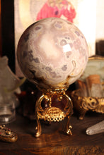 Load image into Gallery viewer, Pastel Flower Agate x Pink Amethyst Sphere with Druzy & Red Hematite Inclusions