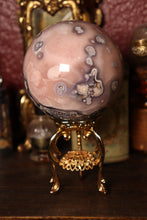 Load image into Gallery viewer, Soft Pink & Blue Flower Agate x Pink Amethyst Sphere with Druzy