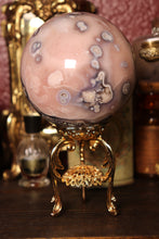 Load image into Gallery viewer, Soft Pink & Blue Flower Agate x Pink Amethyst Sphere with Druzy