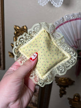 Load image into Gallery viewer, Handmade Crystal Display Pillow - Yellow Ditsy Floral with Rosette