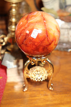 Load image into Gallery viewer, Custard Yellow & Peach Carnelian Sphere with Quartz