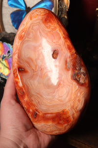 Large Banded Peach Carnelian Bowl