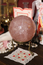 Load image into Gallery viewer, Shimmery Pink Star Rose Quartz Sphere with Red Hematite Inclusions (RQ2)