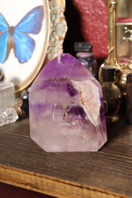 Dreamy Amethyst Tower with Rainbows