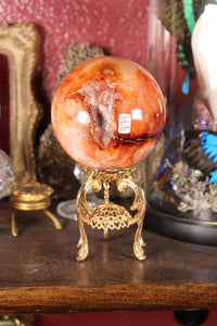 Peachy Carnelian Sphere with Natural Cave