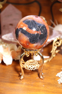 “Ink Splatter” Carnelian Sphere