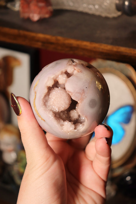 Bubbly Druzy Pink Amethyst Sphere