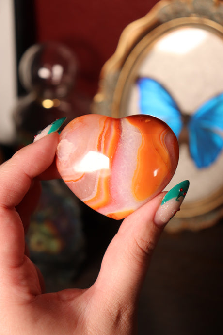 Pink & Orange Carnelian Heart with Quartz