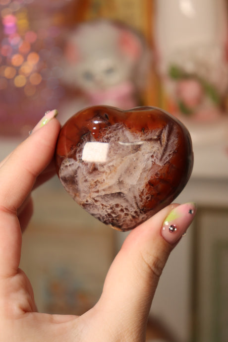 Orca x Carnelian Heart with Sparkly Quartz Druzy