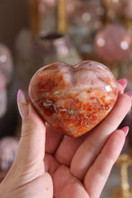 Load image into Gallery viewer, Unique Pink Striped Carnelian Heart