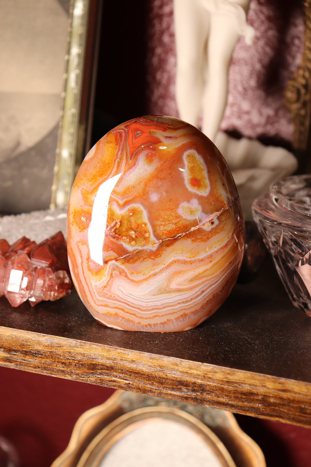 Funky Banded Carnelian Freeform with Quartz