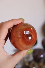 Load image into Gallery viewer, Cool-Toned Blue &amp; Orange Carnelian Sphere