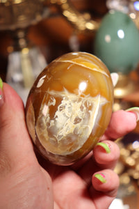 XL Carnelian Palmstone with Quartz