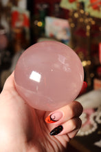 Load image into Gallery viewer, Gemmy Rainbow &amp; Shimmer-Filled Light Pink Star Rose Quartz Sphere (RQ5)