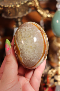 XL Carnelian Palmstone with Quartz