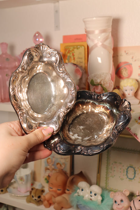 *Set of 2* Tarnished Silver Trays