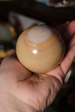 Load image into Gallery viewer, Creamy Pastel Peachy-Yellow Polychrome Jasper Sphere