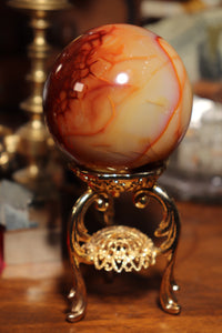 Carnelian Sphere with Druzy Cave