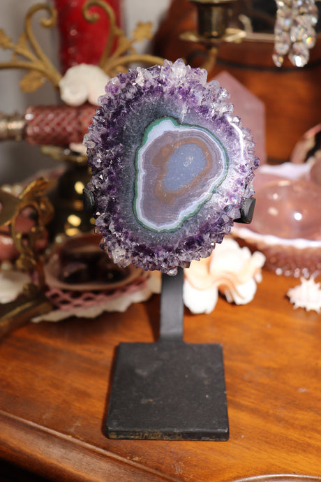 Juicy Purple Amethyst Stalactite Eye on Stand