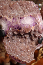 Load image into Gallery viewer, Pink &amp; Purple Sugary Amethyst with Stalactites on Stand