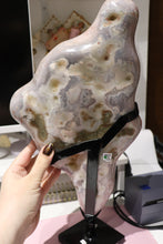 Load image into Gallery viewer, Statement Pastel Blush Pink Amethyst Freeform on Custom Stand