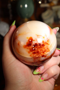 Milky Banded Carnelian Sphere