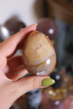 Load image into Gallery viewer, Green Mossy Carnelian Egg with Quartz