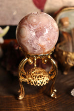 Load image into Gallery viewer, Pink Amethyst x Flower Agate Sphere with Quartz Cave