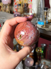 Load image into Gallery viewer, Unique Strawberry Sea Jasper Sphere with Druzy