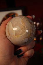 Load image into Gallery viewer, Flower Agate Sphere with Banding &amp; Quartz Inclusions