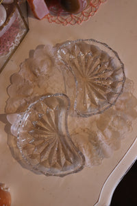 (1) Vintage Lead Crystal Crescent Moon Dish