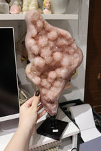 Load image into Gallery viewer, Statement Pastel Blush Pink Amethyst Freeform on Custom Stand