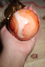 Load image into Gallery viewer, Large Peachy Carnelian Sphere with Quartz