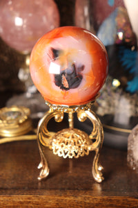 “Ink Spill” Carnelian Sphere