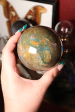 Load image into Gallery viewer, Unique Mossy Sea Jasper Sphere with Purple