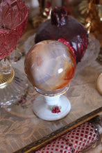 Load image into Gallery viewer, Cool-Toned Blue &amp; Orange Carnelian Sphere
