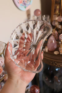 (1) Vintage Lead Crystal Crescent Moon Dish