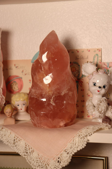 Saturated Peachy-Pink Star Rose Quartz Flame