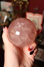 Load image into Gallery viewer, Shimmery Pink Star Rose Quartz Sphere with Red Hematite Inclusions (RQ2)