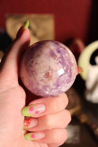 Juicy Purple & Pink Amethyst x Flower Agate Sphere with Druzy Cave