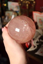 Load image into Gallery viewer, Shimmery Pink Star Rose Quartz Sphere with Red Hematite Inclusions (RQ2)