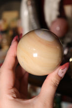 Load image into Gallery viewer, Creamy Pastel Peachy-Yellow Polychrome Jasper Sphere