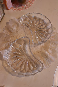 (1) Vintage Lead Crystal Crescent Moon Dish