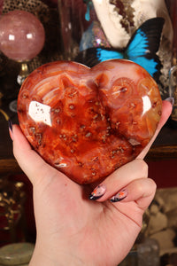 XL Mossy Carnelian Heart