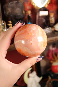 Peachy Carnelian Sphere with Natural Cave