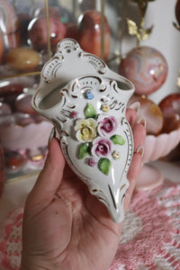 Vintage Porcelain Floral Wall Pocket Made in Germany