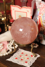 Load image into Gallery viewer, Shimmery Pink Star Rose Quartz Sphere with Red Hematite Inclusions (RQ2)