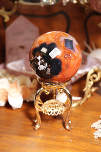 “Ink Splatter” Carnelian Sphere